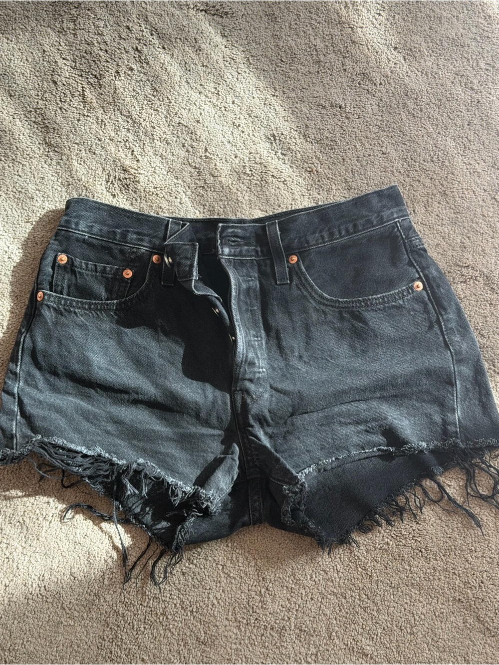 Levi's Black Distressed Cutoff Denim Shorts